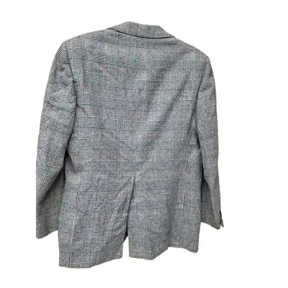 Vintage Mens Burberry Double Breasted Blazer Gray 100% Wool Plaid Lined Notch 42 - Picture 2 of 10